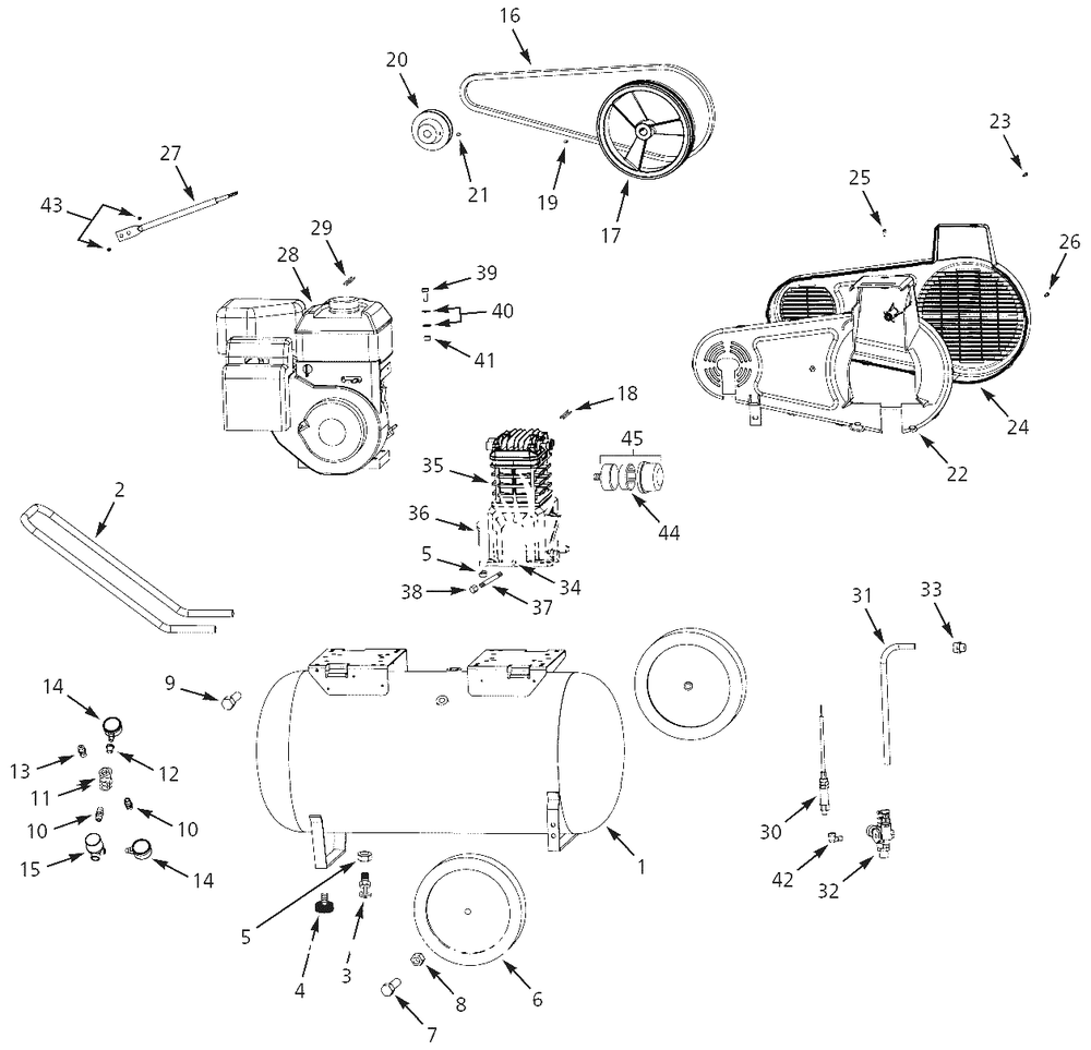Air-Compressor Parts Diagram and Parts List for SDR4B220  Campbell Hausfeld Compressor